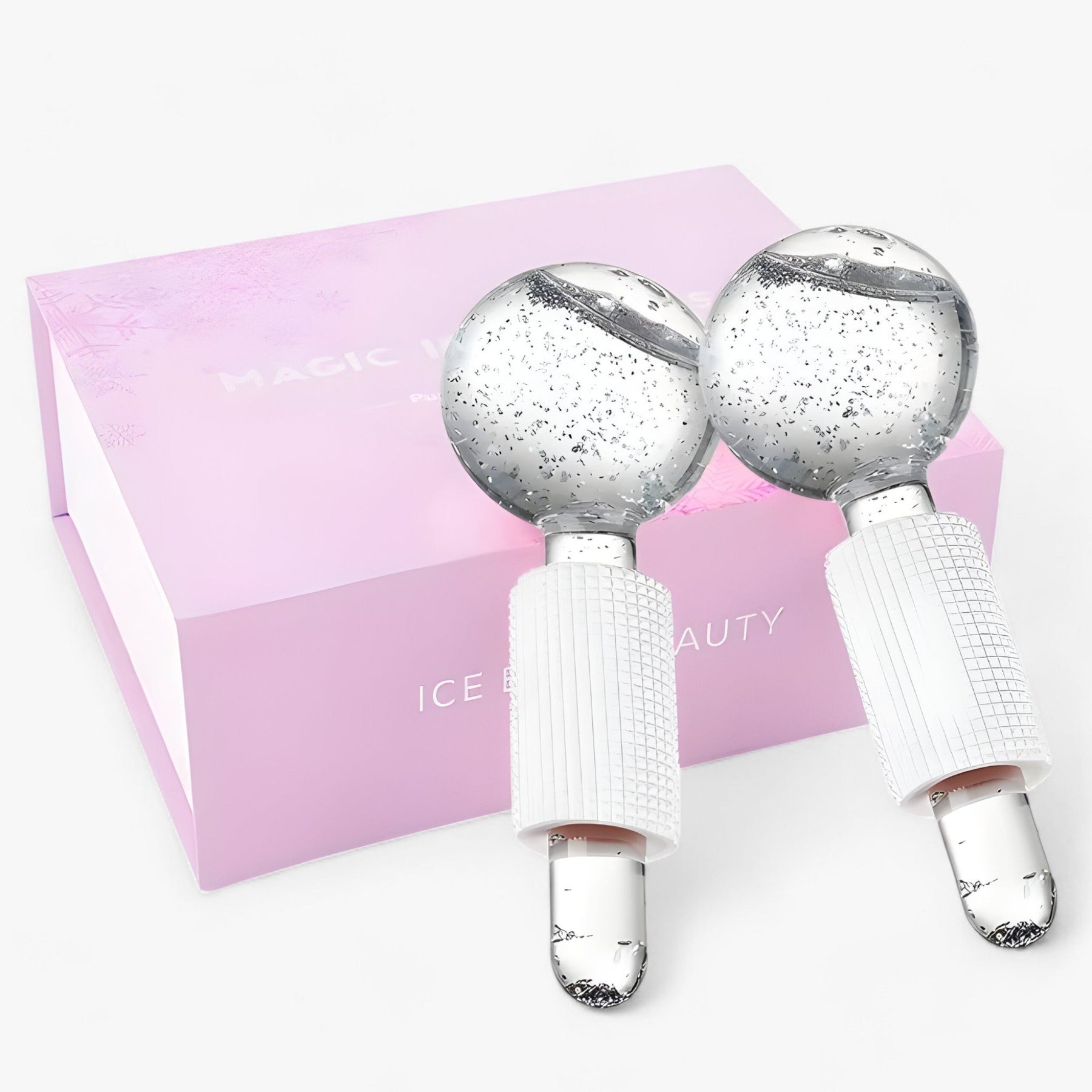 Facial Massager : BeautyCool - Koelende Kristallen Ballen - Energetische Massage voor Gezicht & Ogen, 2st/Doos in NIEUWE ZILVEREN SET van Pantino