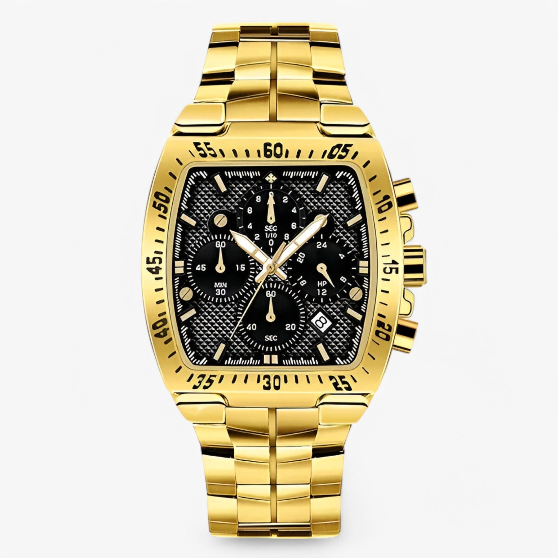 watches : Horloge Goud Goud - Luxe Militair in zwart goud van Pantino