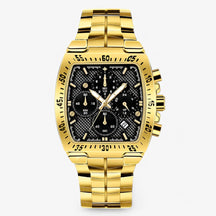 watches : Horloge Goud Goud - Luxe Militair in zwart goud van Pantino