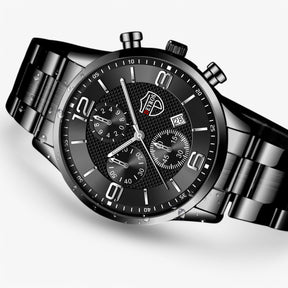 watches : Horloge Heren Zwart Blauw - Luxe & Precisie - Stalen Herenhorloge met Luminieuze Functies in van Pantino