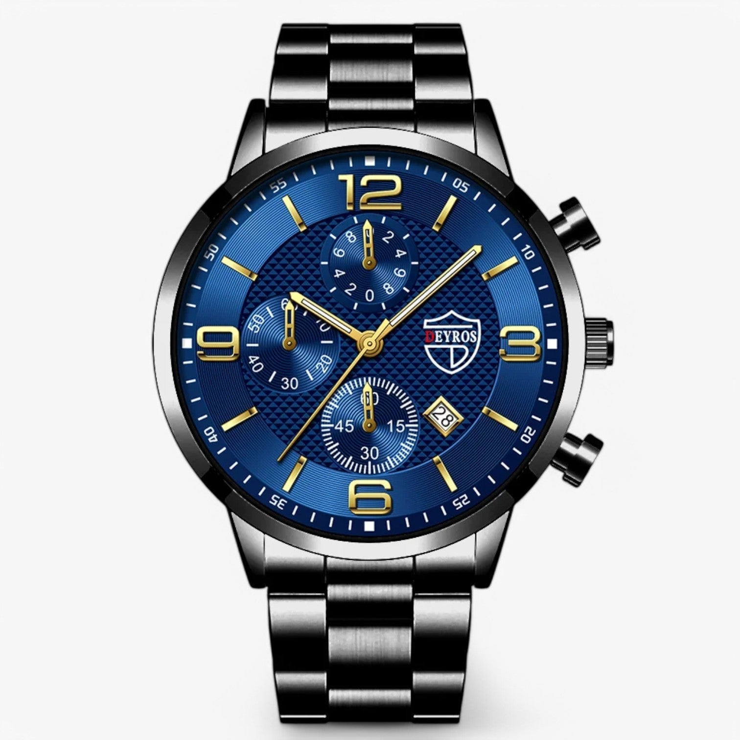 watches : Horloge Heren Zwart Blauw - Luxe & Precisie - Stalen Herenhorloge met Luminieuze Functies in Zwart Blauw van Pantino