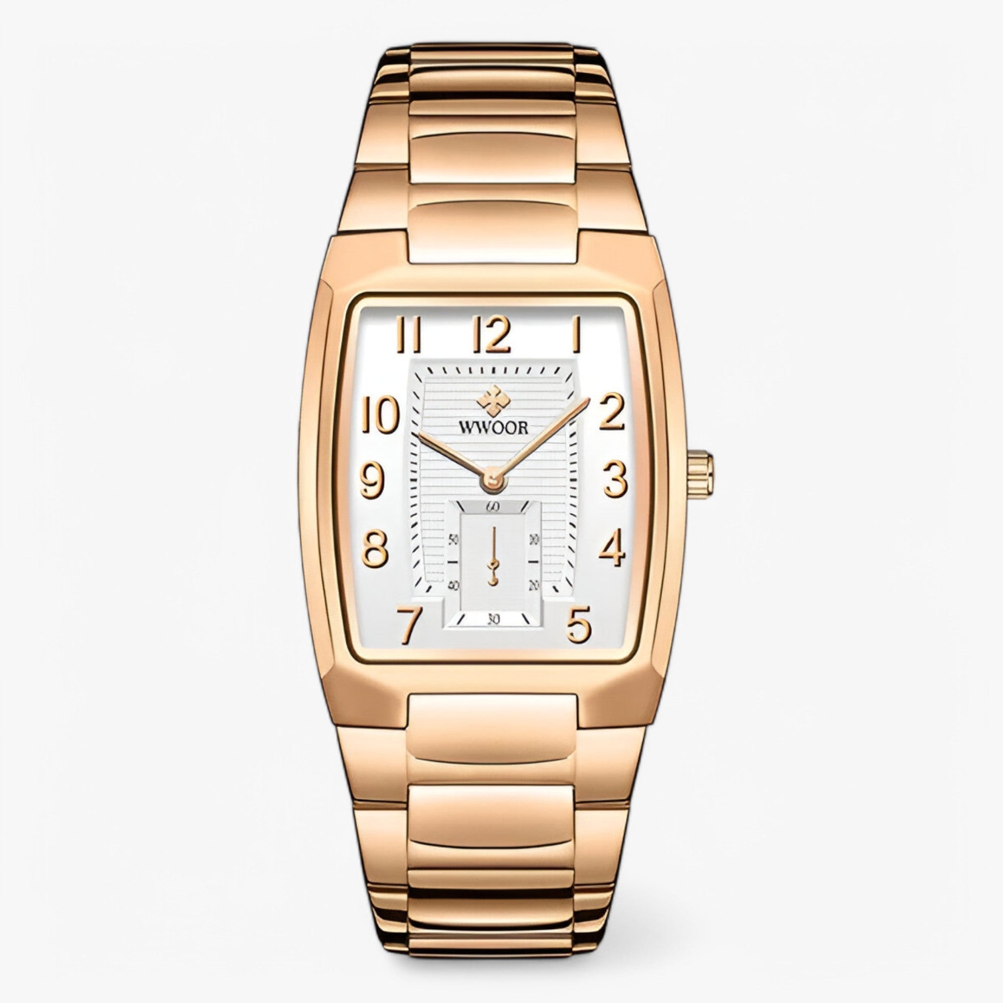 watches : Horloge Heren Zwart Goud - Luxe Vierkant Roestvrijstalen in witte roos van Pantino