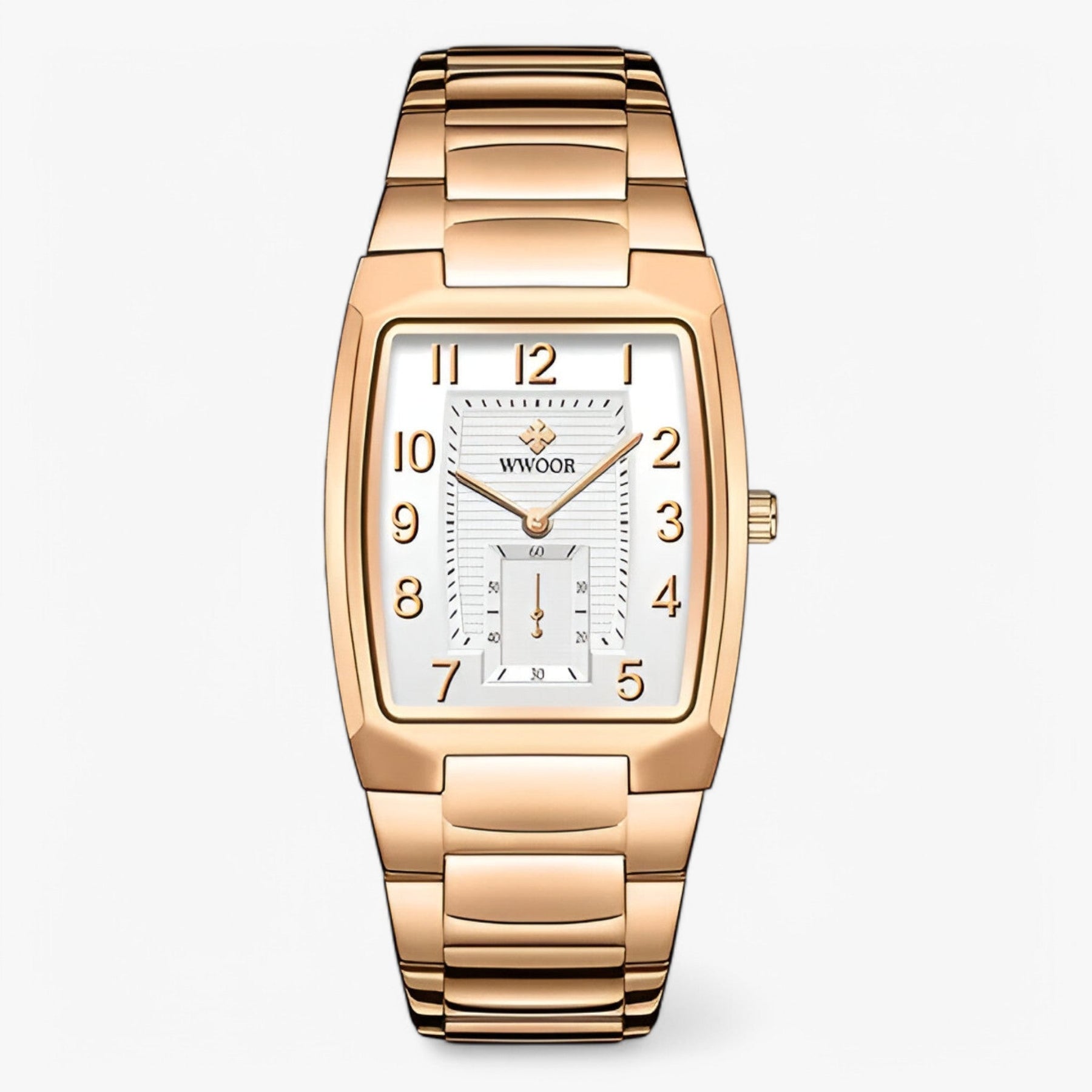 watches : Horloge Heren Zwart Goud - Luxe Vierkant Roestvrijstalen in witte roos van Pantino