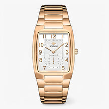 watches : Horloge Heren Zwart Goud - Luxe Vierkant Roestvrijstalen in witte roos van Pantino