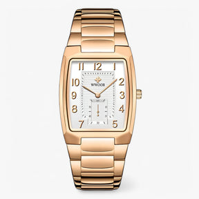 watches : Horloge Heren Zwart Goud - Luxe Vierkant Roestvrijstalen in witte roos van Pantino