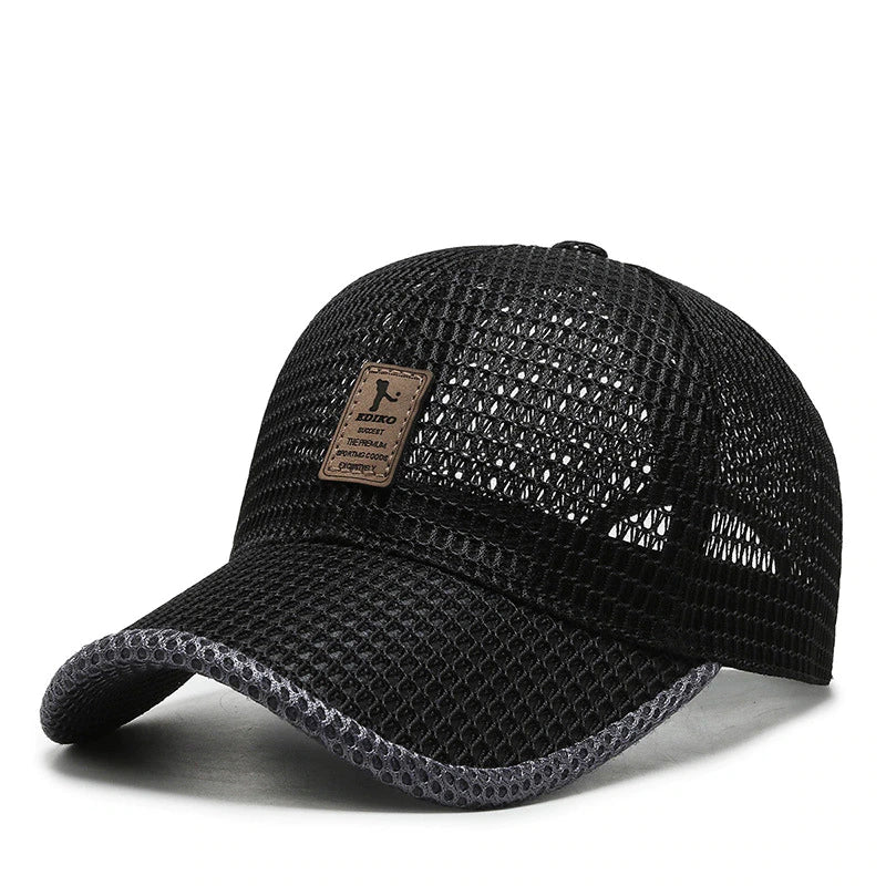 Hat : Pet Zwart - Breeze Cap - De Ultieme Ademende voor de Zomer in Zwart van Pantino