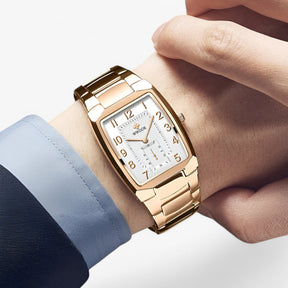 watches : Horloge Heren Zwart Goud - Luxe Vierkant Roestvrijstalen in van Pantino