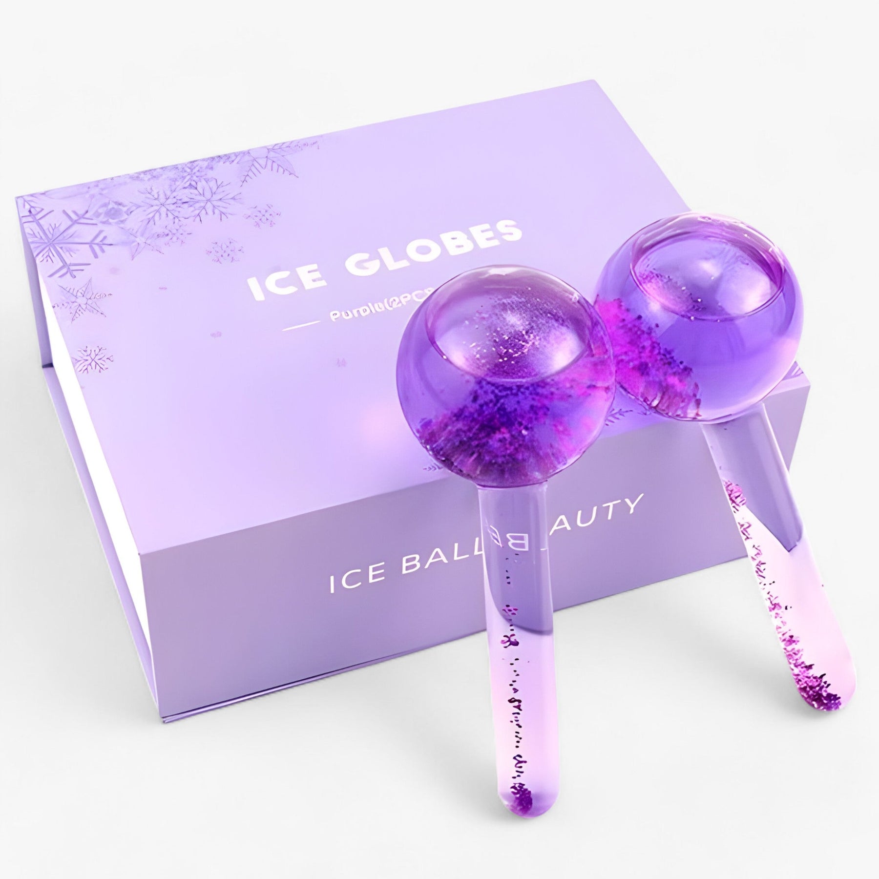 Facial Massager : BeautyCool - Koelende Kristallen Ballen - Energetische Massage voor Gezicht & Ogen, 2st/Doos in PAARS SET van Pantino
