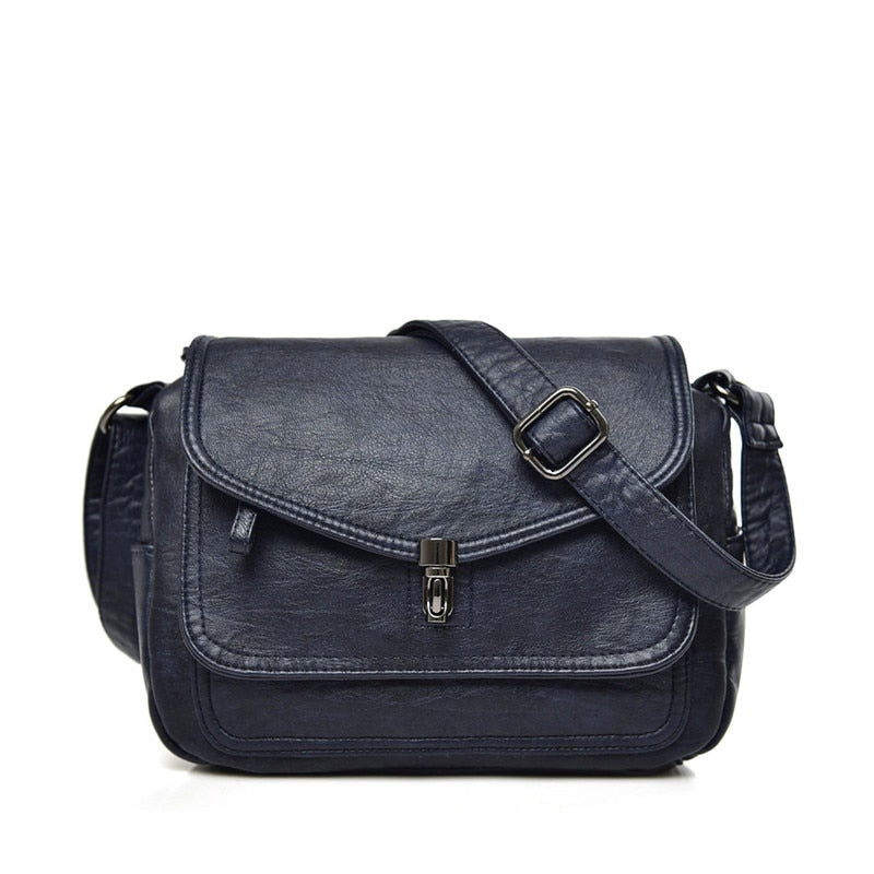 bags : Crossbody Tas Dames Retro Zwart - The Carolina Bag Polyester in Retro Blauw van Pantino