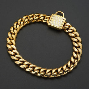pets : BlingBling - Metalen Honden Ketting - Zilver met Diamand in Goud met Diamand van Pantino