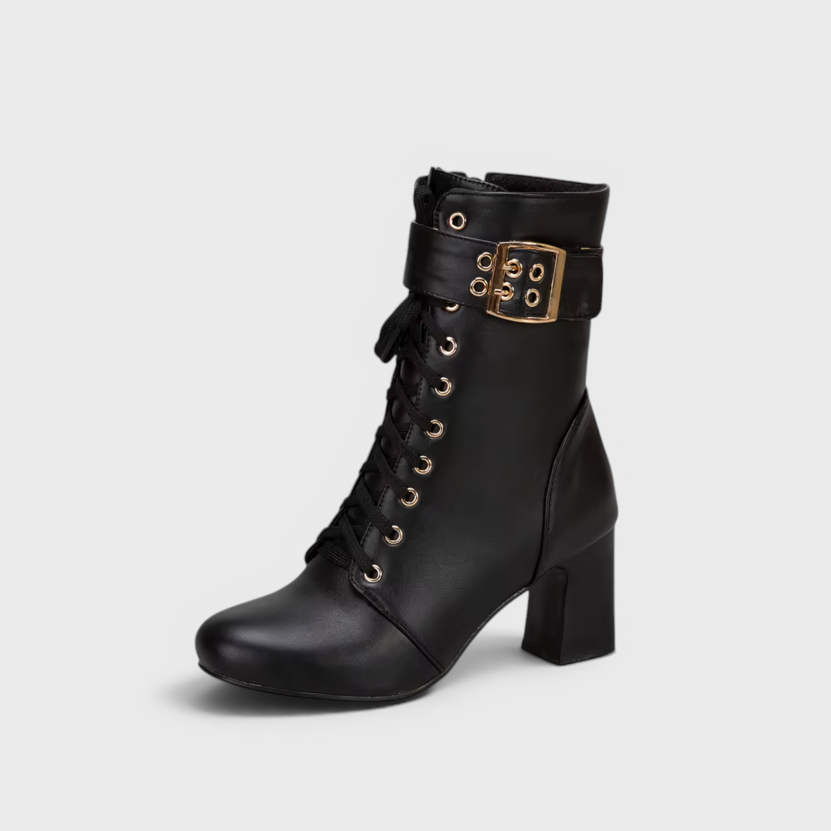 Shoes : Enkellaarsjes met Veters en Verstelbaar Riempje in Nero van Pantinoshop