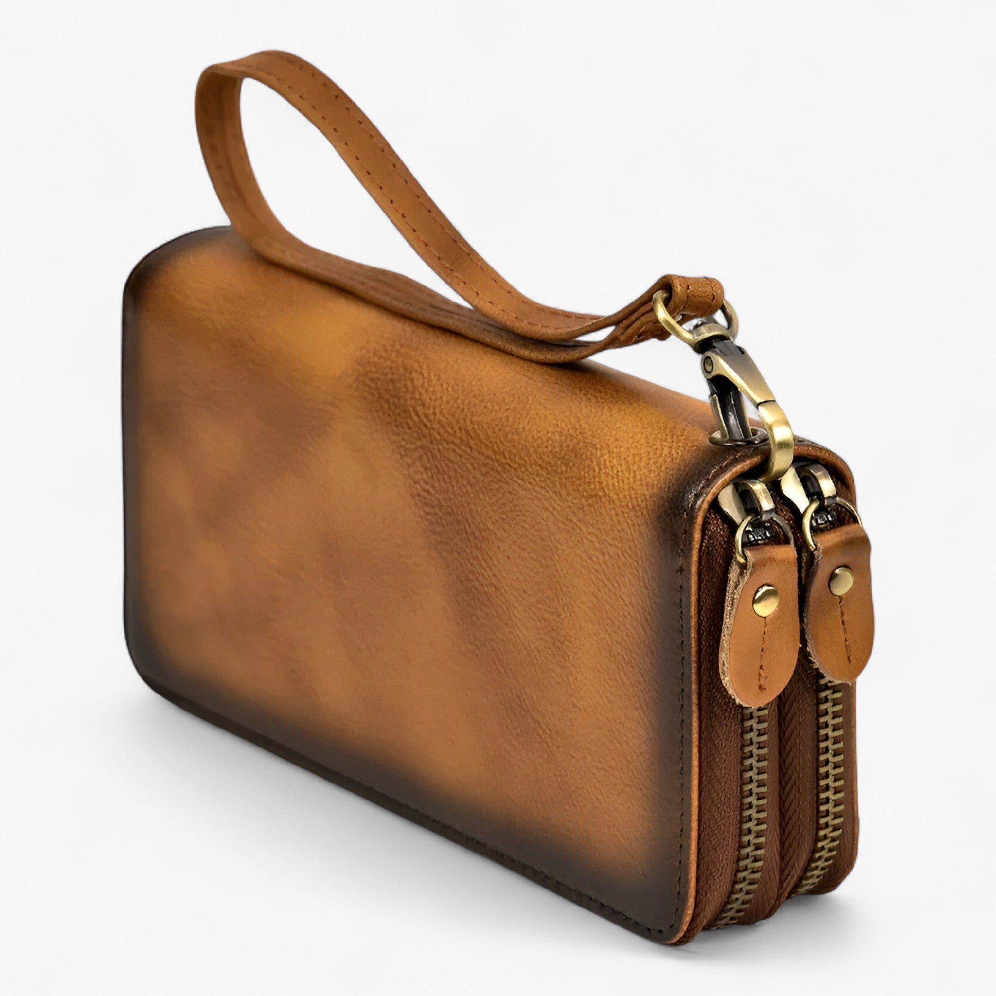 bags : Portemonnee Heren Licht Bruin - Vintage Leren Lange in Licht bruin van Pantino