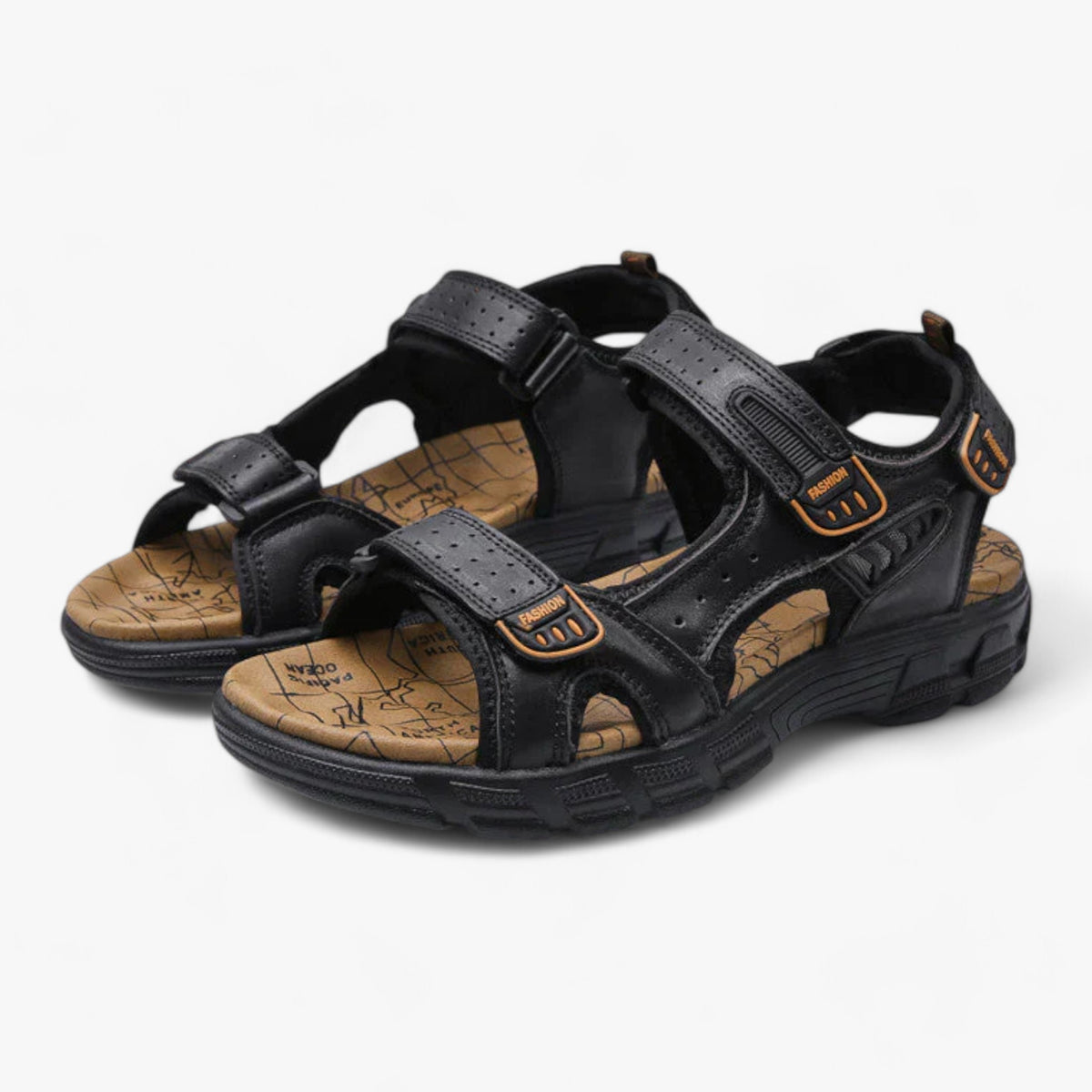 Sandals : Orthopedische Sandalen Heren - Comfort en Ondersteuning voor Je Voeten Zwart in Zwart van Pantino
