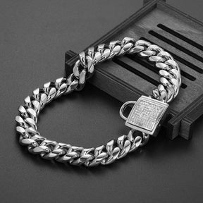 pets : BlingBling - Metalen Honden Ketting - Zilver met Diamand in van Pantino