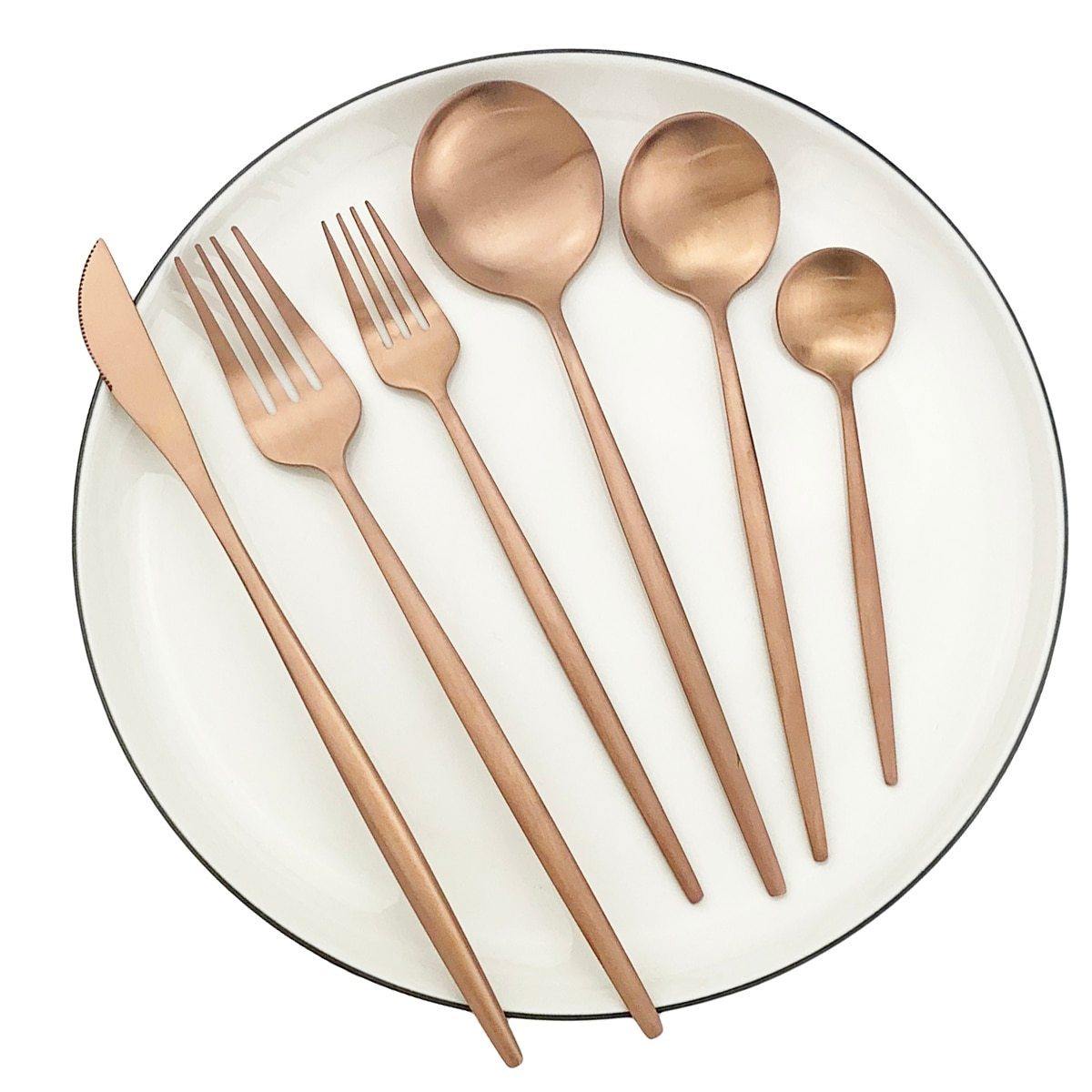 home & garden : Minimalistisch Bestekset 36 Stuks - Elegant Dineren - RVS in 36st Mat Rose van Pantino