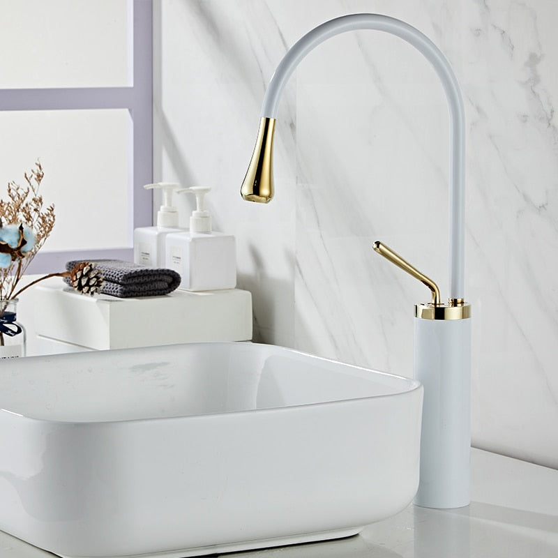 home & garden : Wastafelkraan Druppel Stijl Badkamer Draaibare Waterval Kranen - Goud Geborsteld Kort in van Pantino