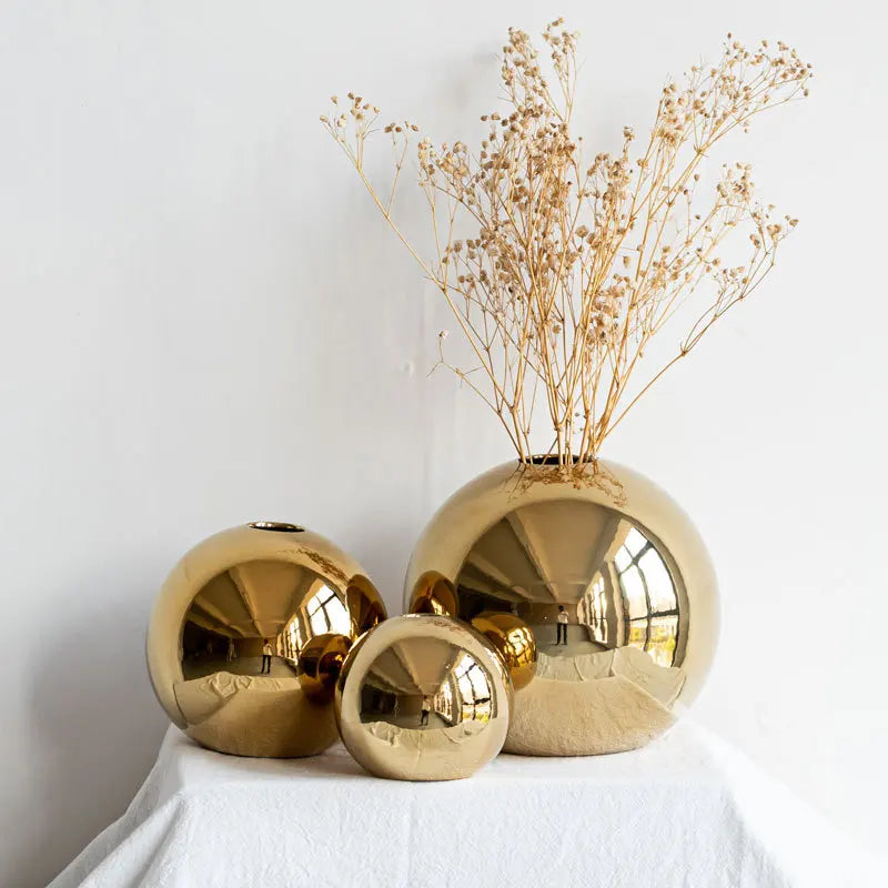 home & garden : Gouden Keramische Bloemenvaas - Luxe Decoratieve Woonkamer - Keramiek in van Pantino