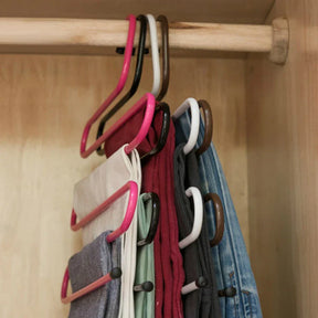 home & garden : Hanger voor de Pantalon - S-Vormige Steun met 5 Lagen - Ruimtebesparend in de Kast (1 + 1 Gratis) in van Pantino