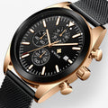 Orologio Nero Argento - Orologio Cronografo di Lusso in Acciaio Inossidabile