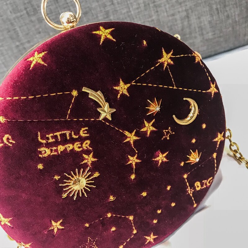 bags : Clutch Zwart - Sterrenstelsel Fashion Fluweel in van Pantino