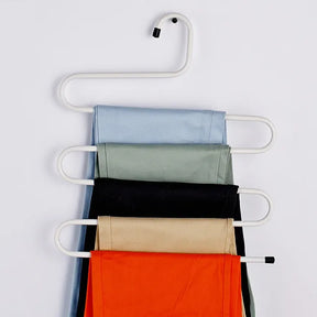 home & garden : Hanger voor de Pantalon - S-Vormige Steun met 5 Lagen - Ruimtebesparend in de Kast (1 + 1 Gratis) in Wit van Pantino