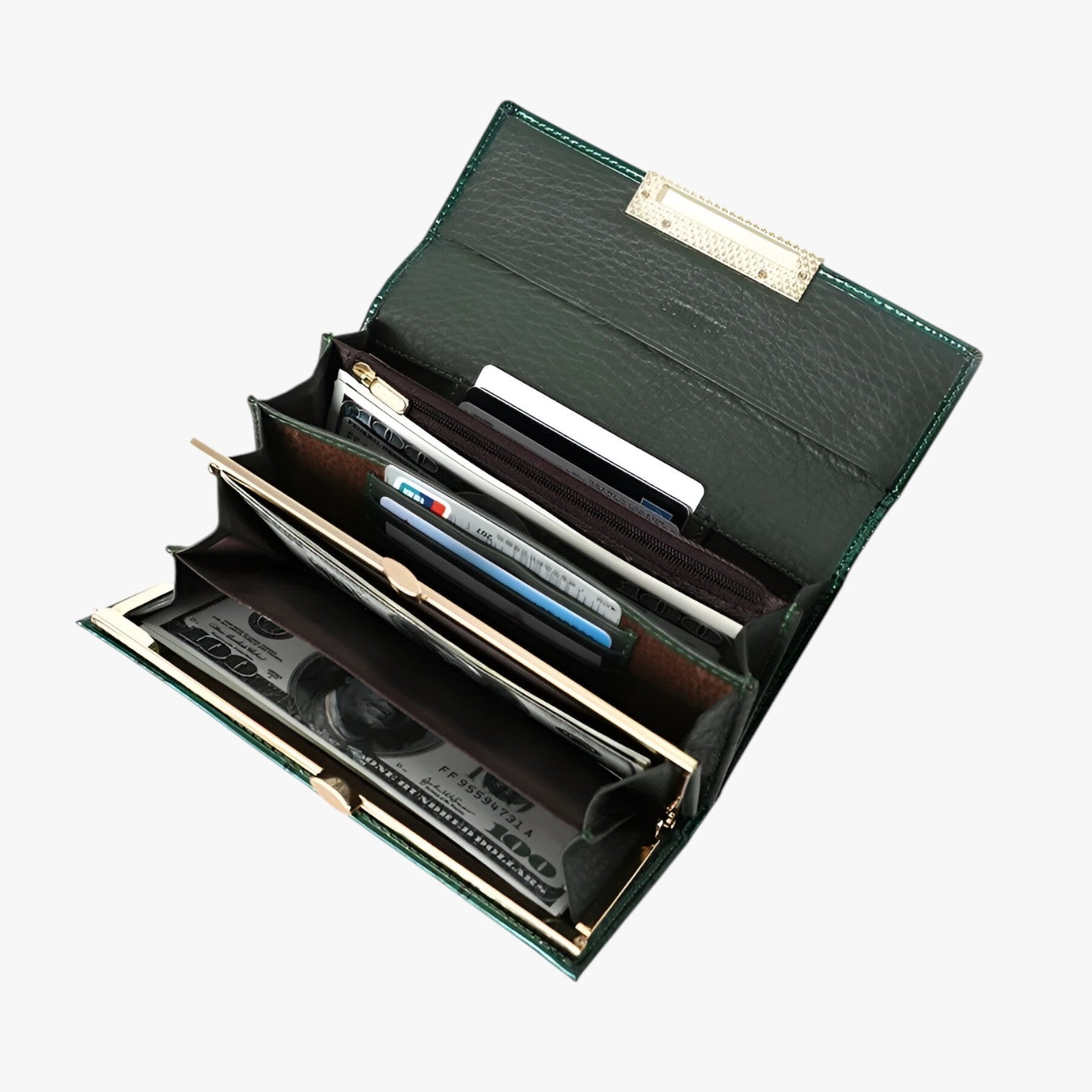 Wallet : Elegant & Duurzaam - Luxe Echt Lederen Damesportemonnee - Groen in van Pantino