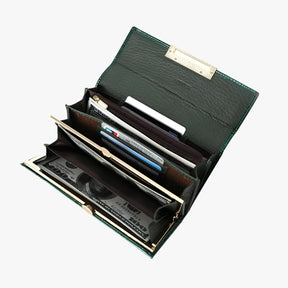 Wallet : Elegant & Duurzaam - Luxe Echt Lederen Damesportemonnee - Groen in van Pantino