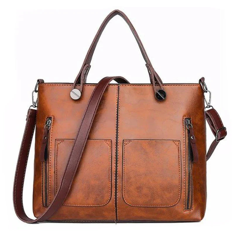 bags : Schoudertas Dames Zwart - VintageVogue Luxe in Bruin van Pantino