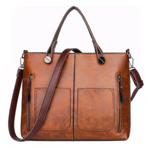 bags : Schoudertas Dames Zwart - VintageVogue Luxe in Bruin van Pantino