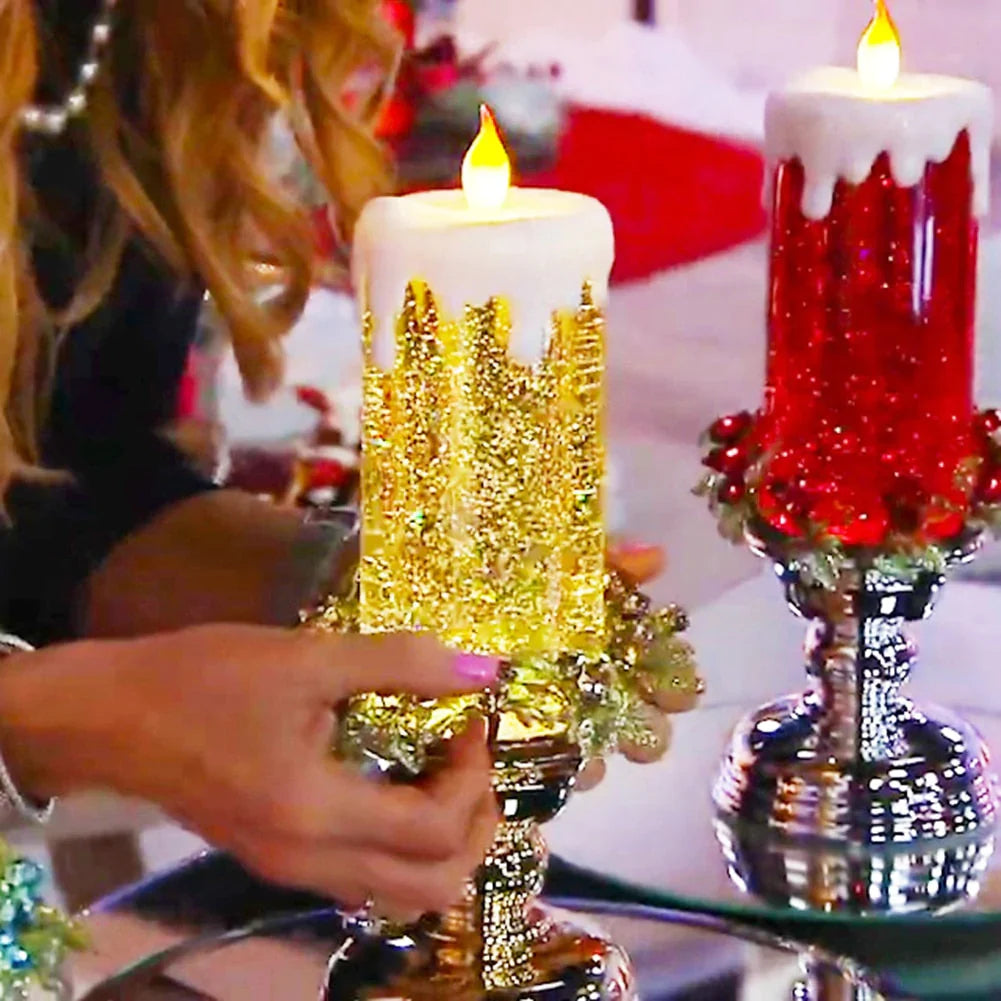 home & garden : Kleur Veranderende LED Water Kaars met Glitter - Gouden Basis in van Pantino