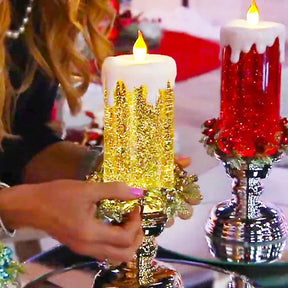 home & garden : Kleur Veranderende LED Water Kaars met Glitter - Gouden Basis in van Pantino