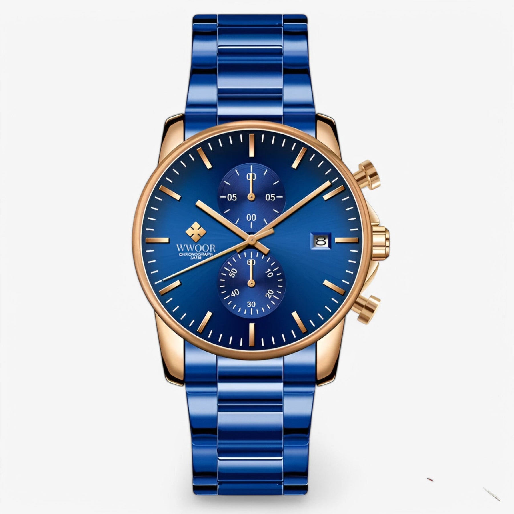 watches : Lichtgewicht Roestvrijstalen Chronograafuurwerk - Zwart Wit in Blauwe roos van Pantino