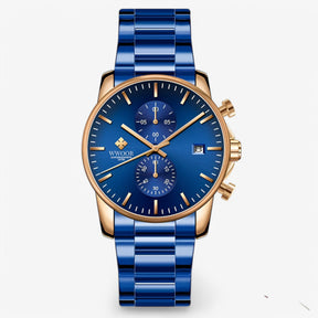 watches : Lichtgewicht Roestvrijstalen Chronograafuurwerk - Zwart Wit in Blauwe roos van Pantino