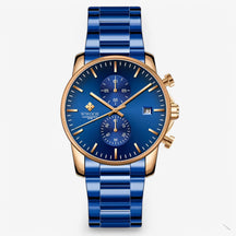 watches : Horloge Goud - Luxe Zakelijk Chronograafhorloge in Blauw goud van Pantino