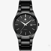 watches : Heren Horloge Zwart Goud Edelstaal - Klassiek Polshorloge 42mm voor elke gelegenheid in zwart zwart van Pantino