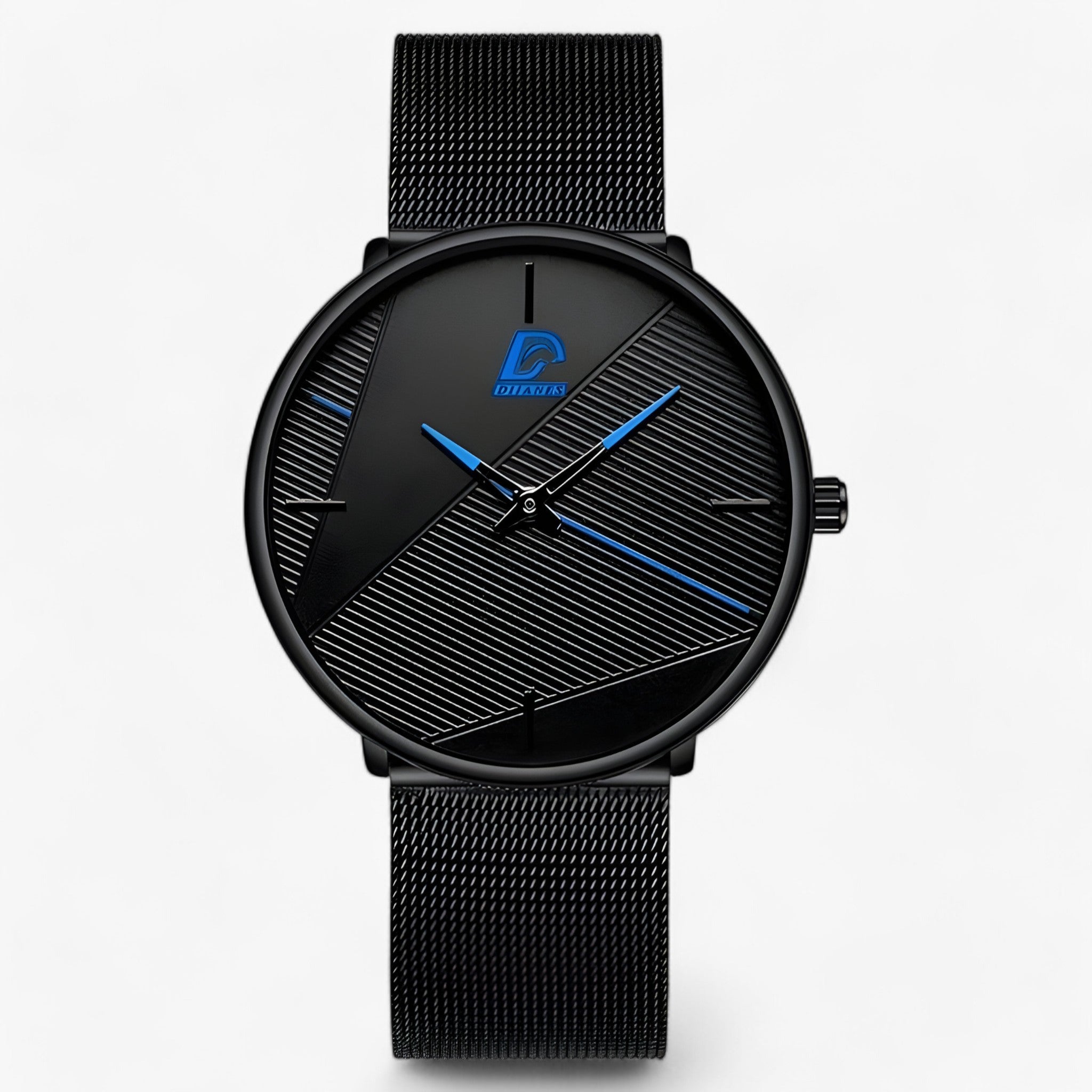 watches : Ultra-Dun Quartz - Minimalistisch & Stijlvol - Mesh Zwart Rood in Mesh Zwart Blauw van Pantino