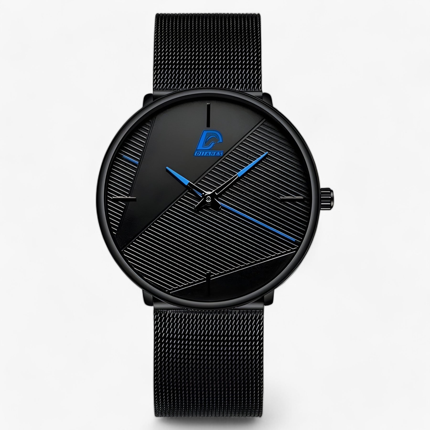 watches : Ultra-Dun Quartz - Minimalistisch & Stijlvol - Mesh Zwart Rood in Mesh Zwart Blauw van Pantino