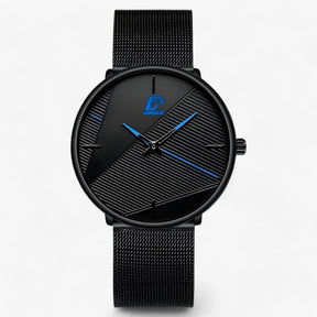 watches : Ultra-Dun Quartz - Minimalistisch & Stijlvol - Mesh Zwart Rood in Mesh Zwart Blauw van Pantino