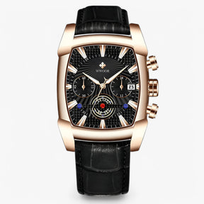 watches : Horloge Zwart Zilver - Luxe Leren Sporthorloge in Zwarte roos van Pantino