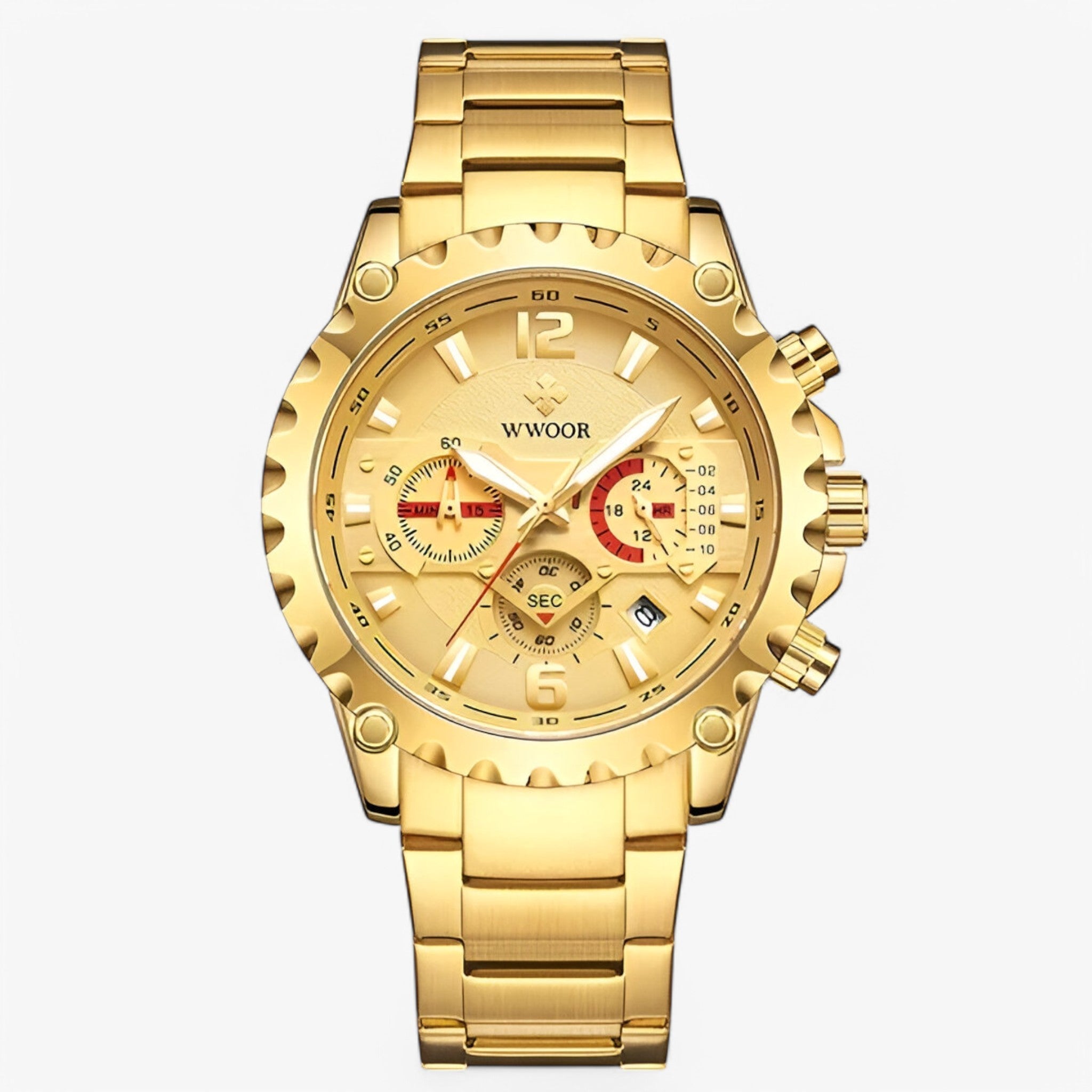 watches : Horloge Zwart Zwart - Luxe Chronograafhorloge van Roestvrij Staal in goud goud van Pantino