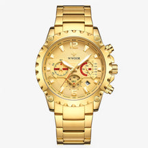 watches : Horloge Zwart Zwart - Luxe Chronograafhorloge van Roestvrij Staal in goud goud van Pantino