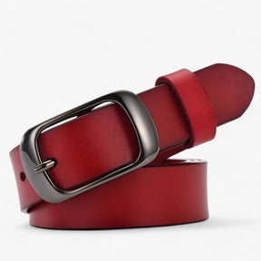 Belt : Jeans Dames Zwart - Premium Leren Riem - Casual Pasvorm in bordeaux Kina van Pantino