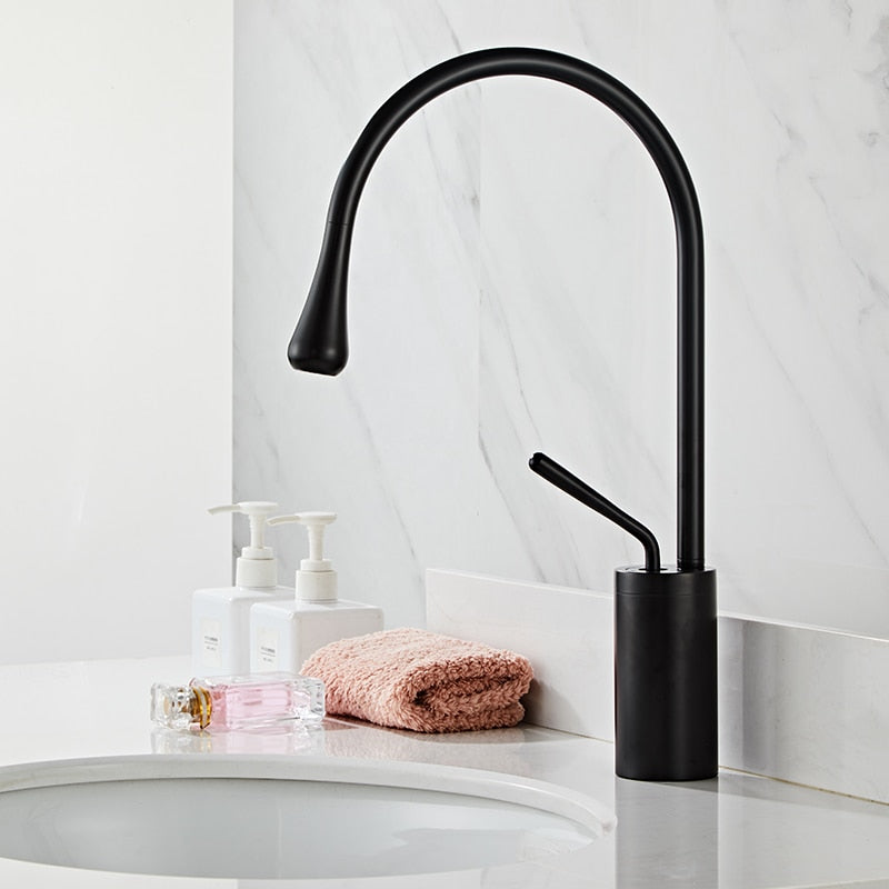 home & garden : Wastafelkraan Druppel Stijl Badkamer Draaibare Waterval Kranen - Goud Geborsteld Kort in van Pantino