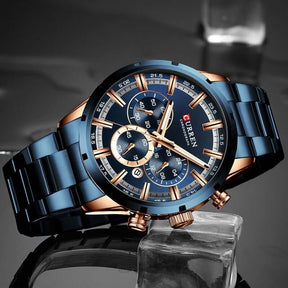 watches : Horloge Heren Roségoud Blauw - Curren Zakelijk in van Pantino