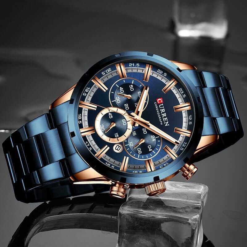 watches : Horloge Heren Roségoud Blauw - Curren Zakelijk in van Pantino