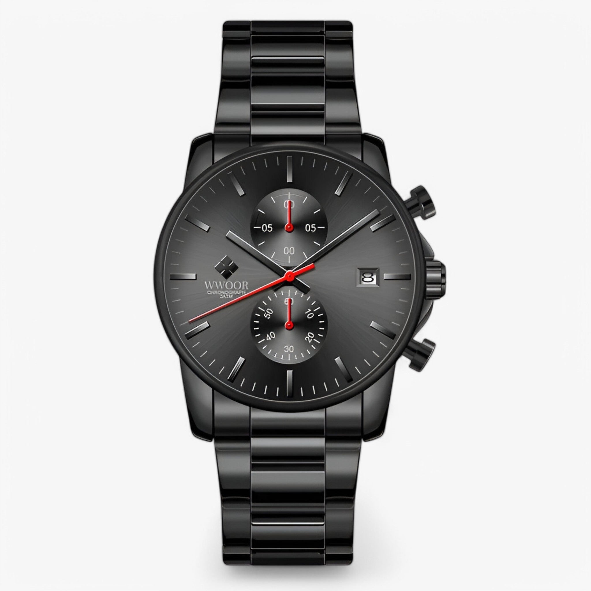 watches : Lichtgewicht Roestvrijstalen Chronograafuurwerk - Zwart Wit in Zwart rood van Pantino