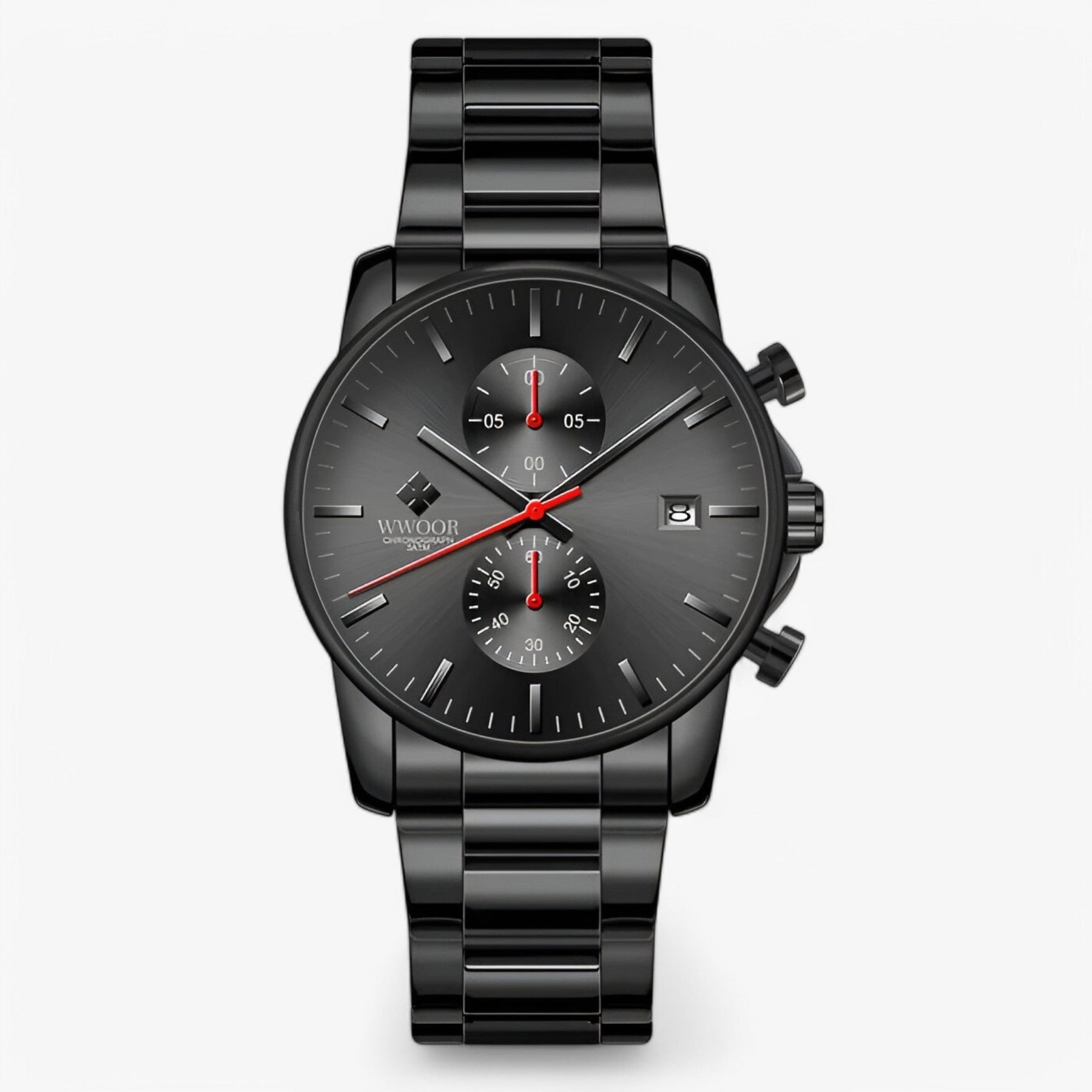 watches : Lichtgewicht Roestvrijstalen Chronograafuurwerk - Zwart Wit in Zwart rood van Pantino