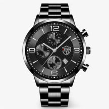 watches : Horloge Heren Zwart Blauw - Luxe & Precisie - Stalen Herenhorloge met Luminieuze Functies in Zwart Zilver van Pantino
