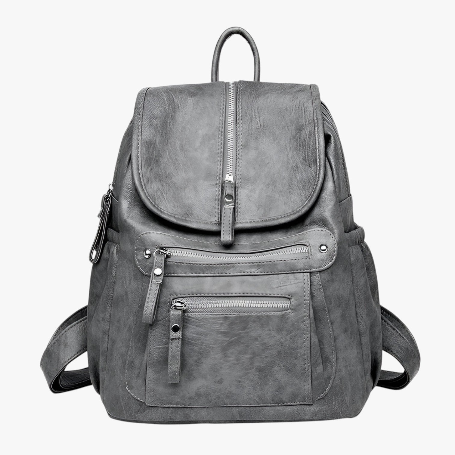 Backpack : Hoge Kwaliteit Lederen Rugzak Vintage Elegant voor Vrouwen en Meisjes - Zwart in Grijs van Pantino