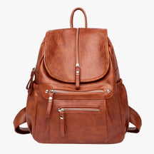 Backpack : Hoge Kwaliteit Lederen Rugzak Vintage Elegant voor Vrouwen en Meisjes - Zwart in Bruin van Pantino